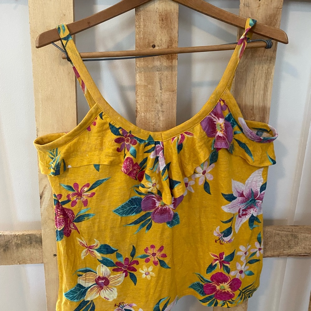 Old Navy golden yellow floral top